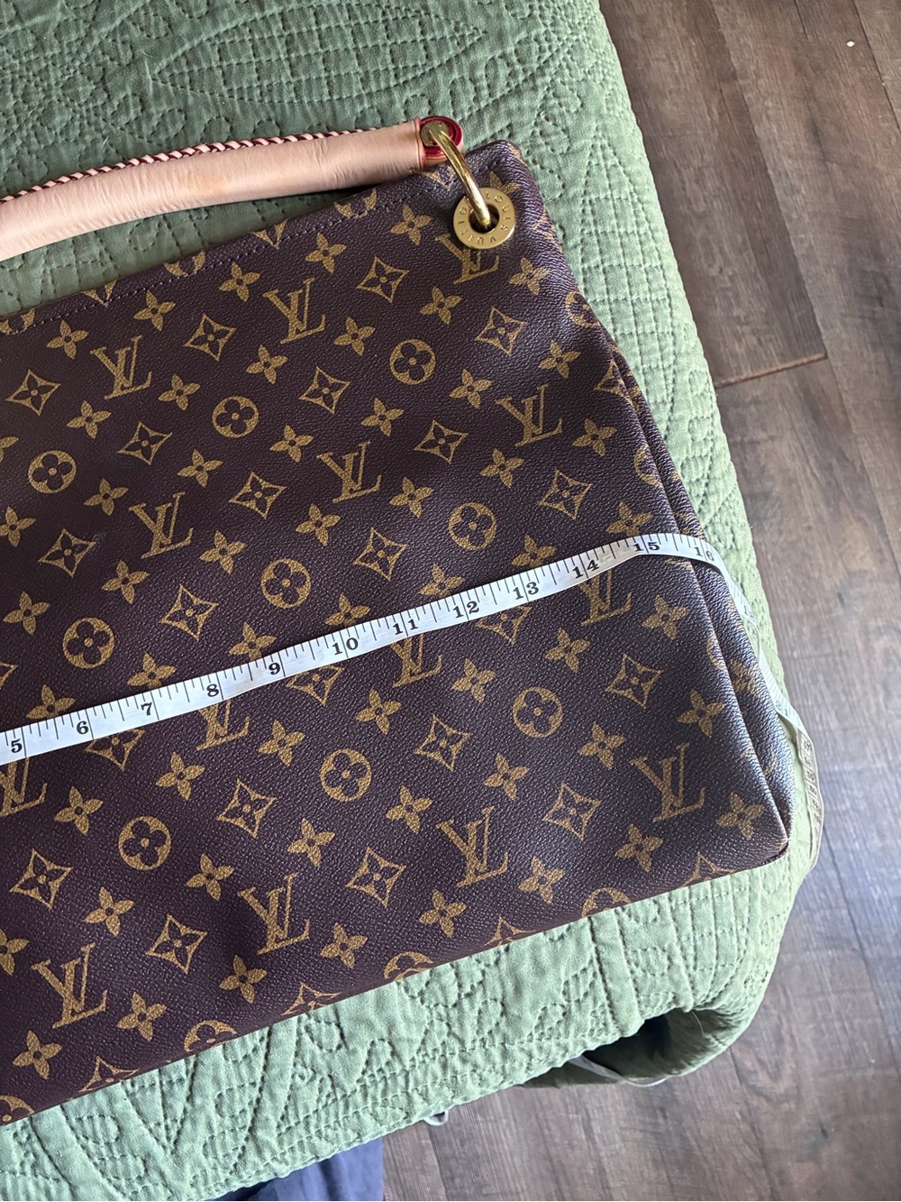 Large Monogram Hobo Handbag with Braided Leather Handle - Picture 4 of 15